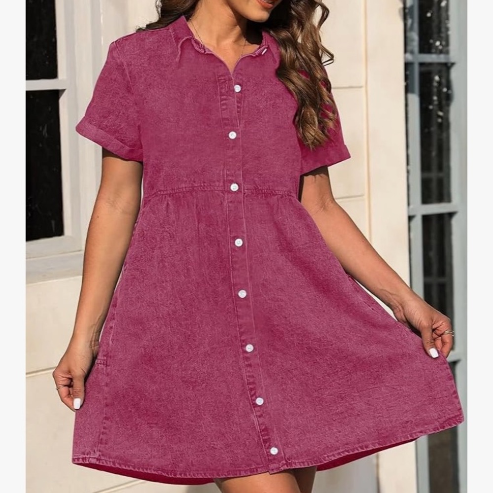 Raspberry Pink Denim Dress